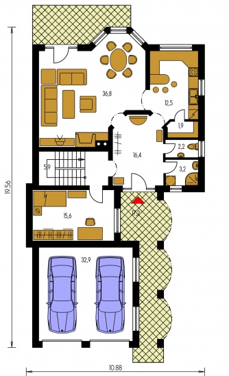 Floor plan of ground floor - ELEGANT 160